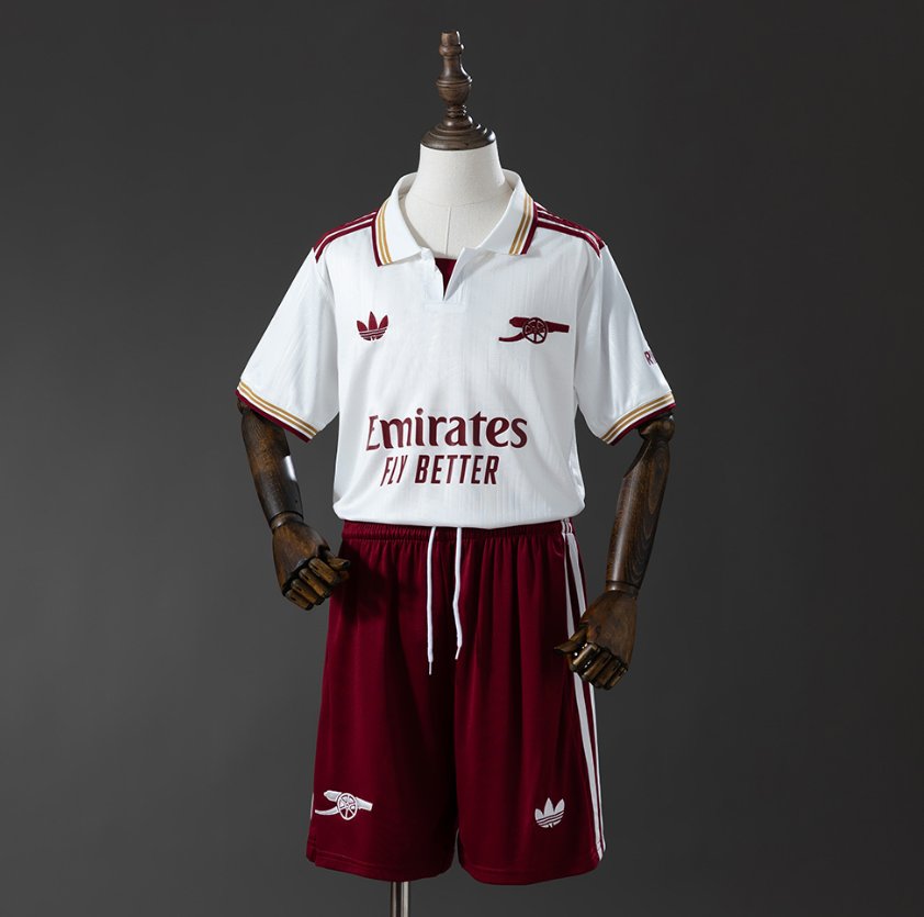 Arsenal 2024/25 Away White/Burgundy - Kids Kit
