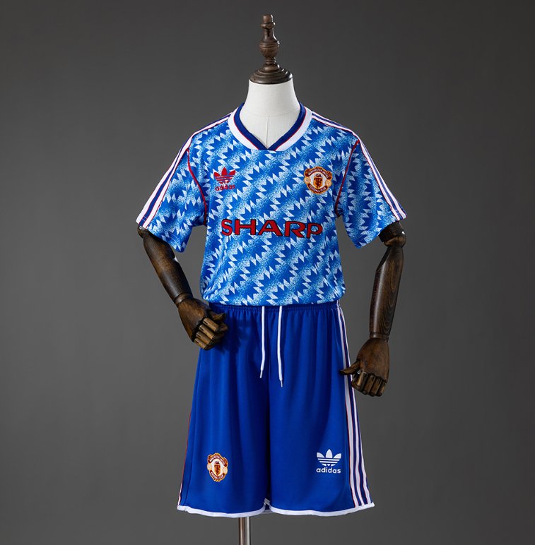Manchester United 1990/92 Away Blue - Kids Kit