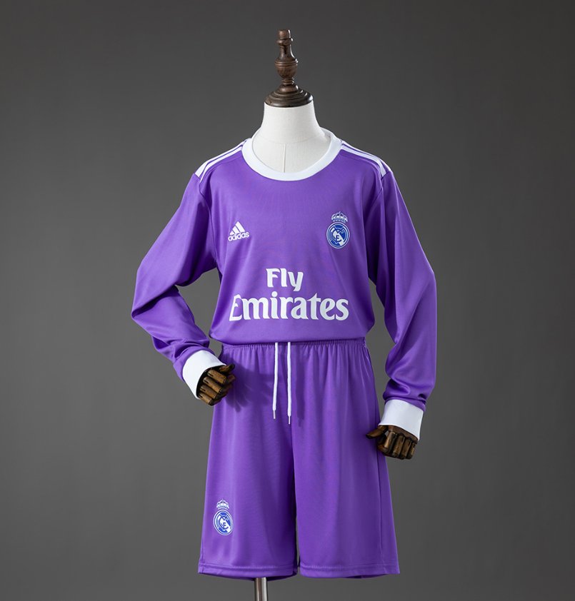 Real Madrid 2016/17 Away Purple (LS) - Kids Kit