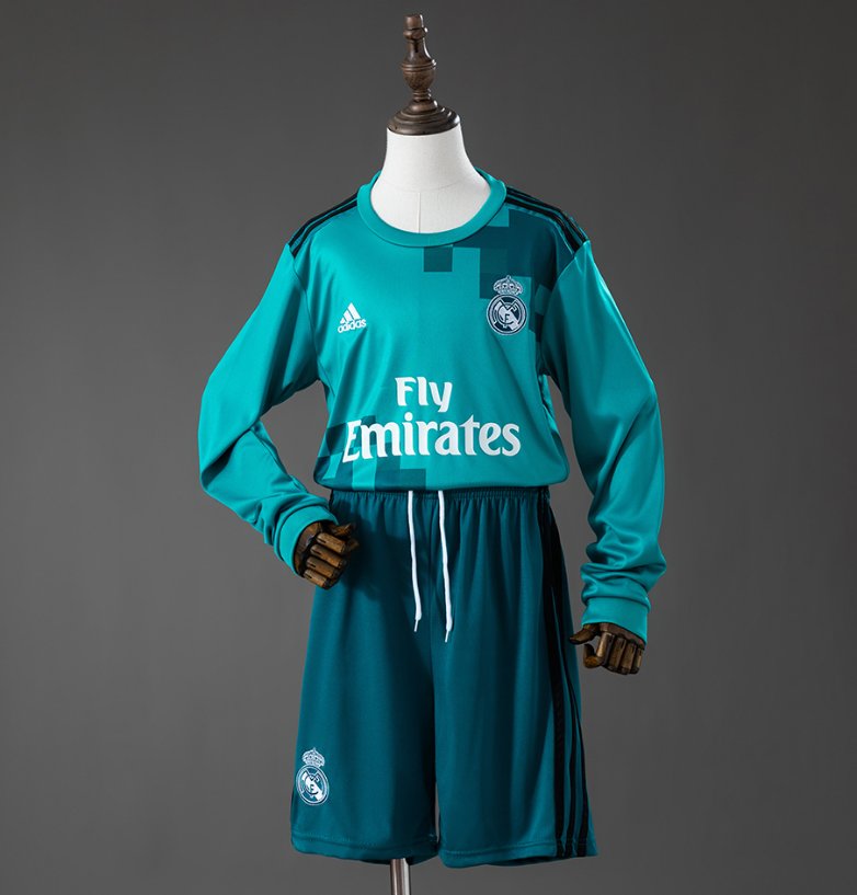 Real Madrid 2017/18 Third Teal (LS) - Kids Kit